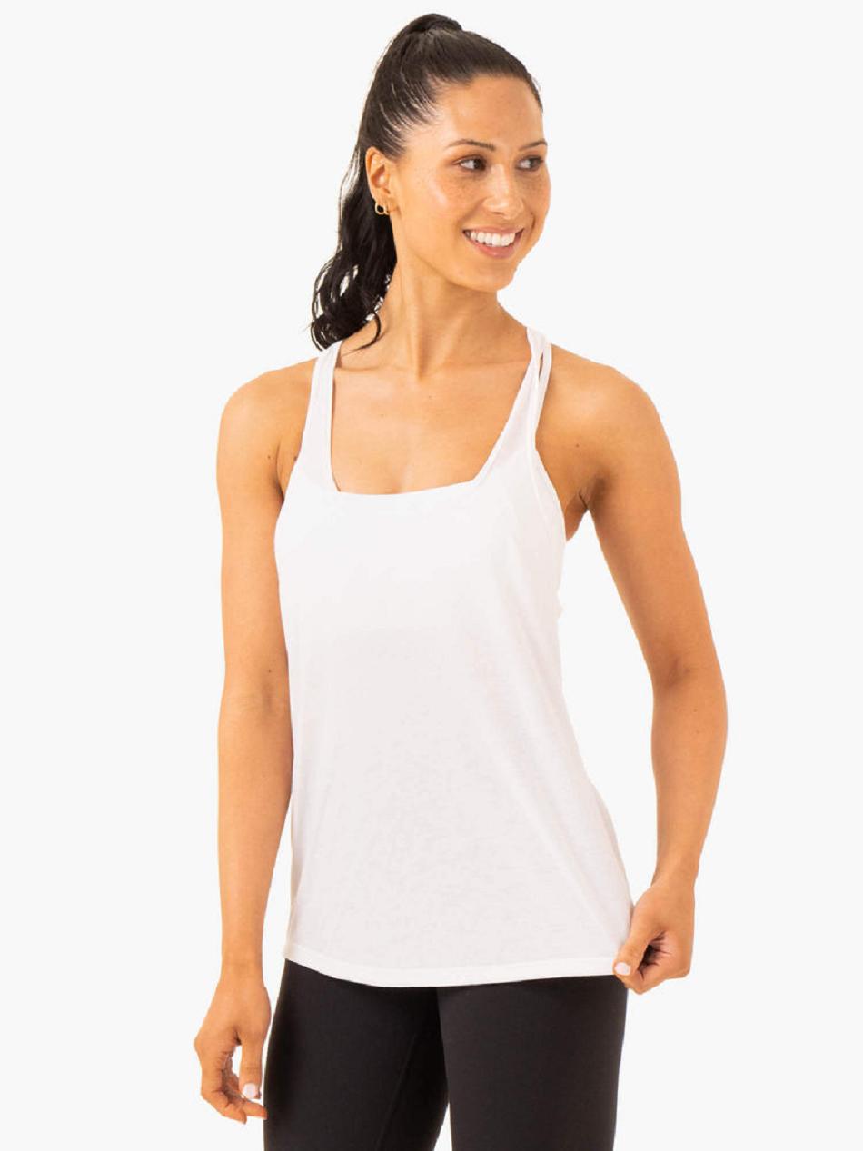 White Women's Ryderwear Elevate Singlet Tanks | 71HF39283