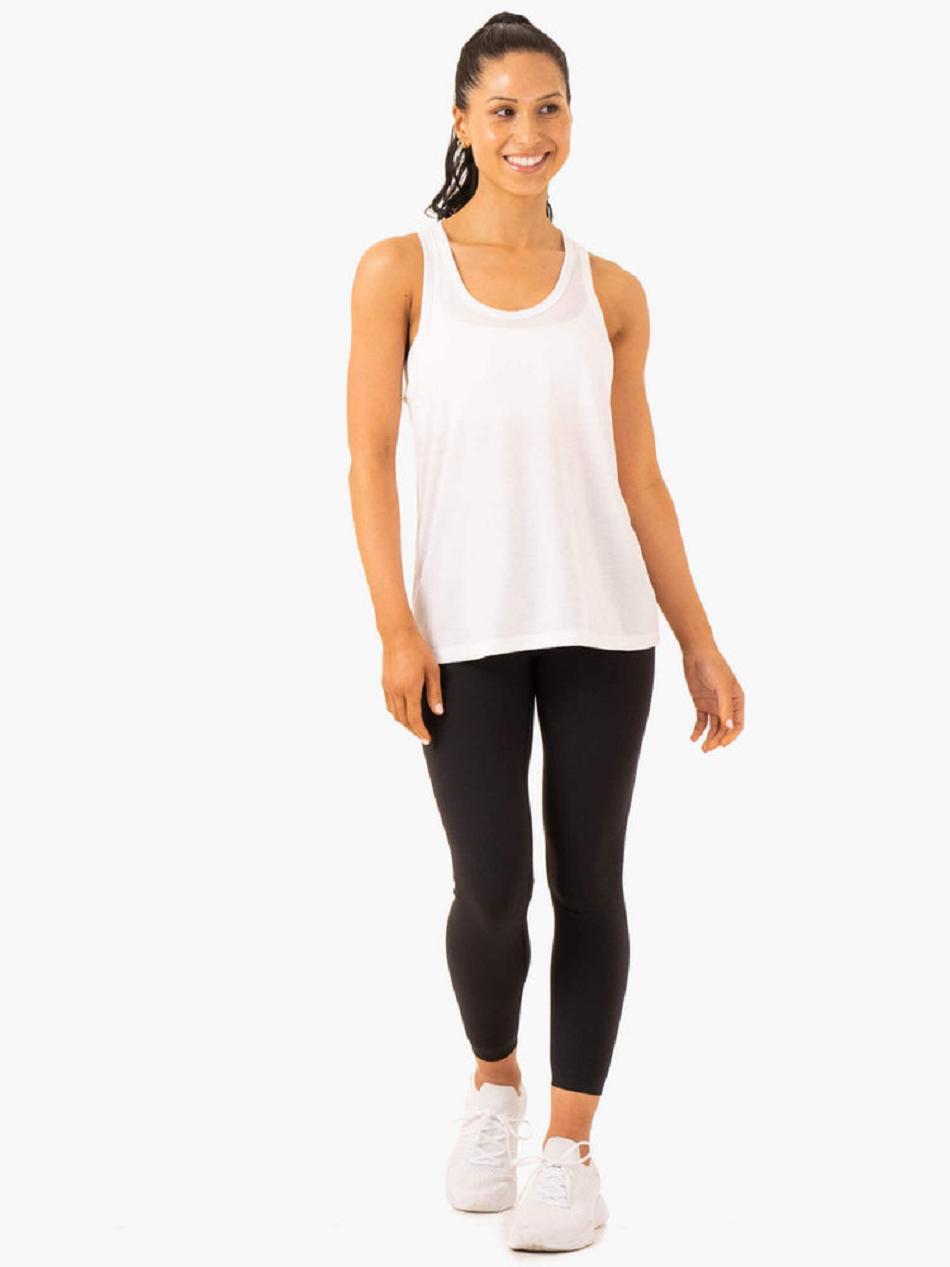 White Women's Ryderwear Elevate Singlet Tanks | 71HF39283