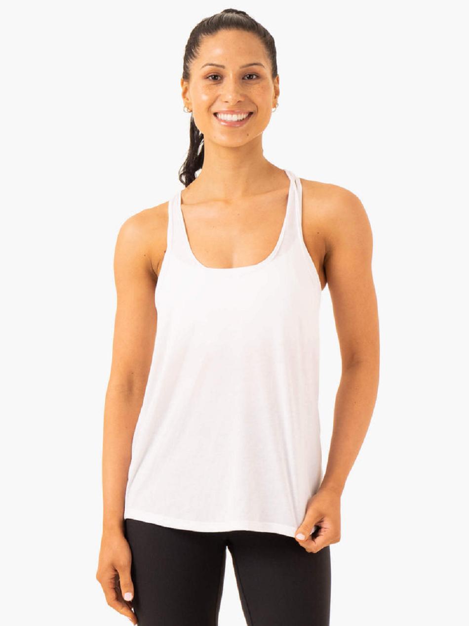 White Women\'s Ryderwear Elevate Singlet Tanks | 71HF39283