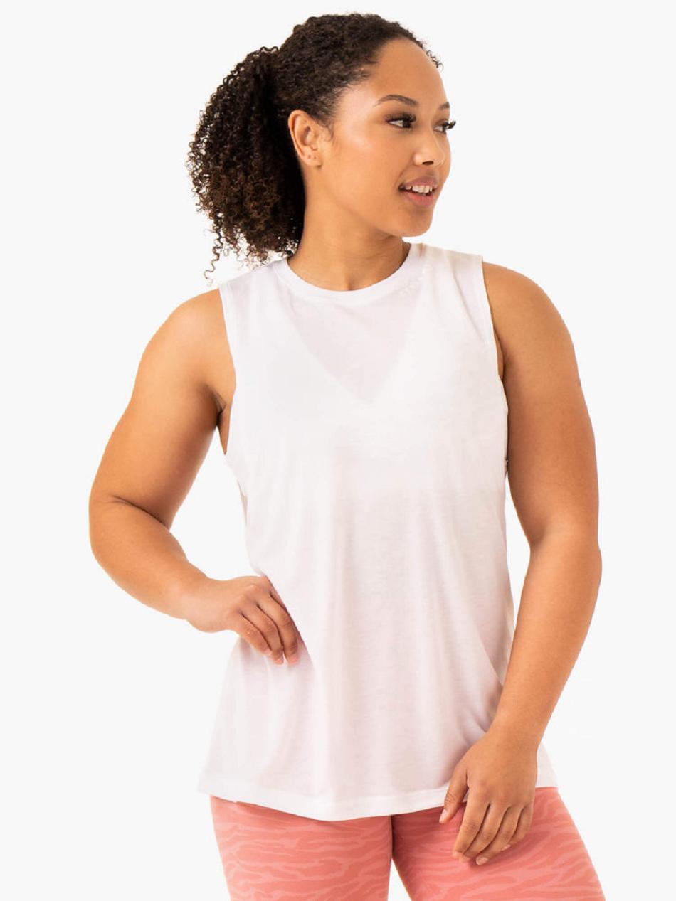 White Women's Ryderwear Emerge Training Tanks | DF6469832