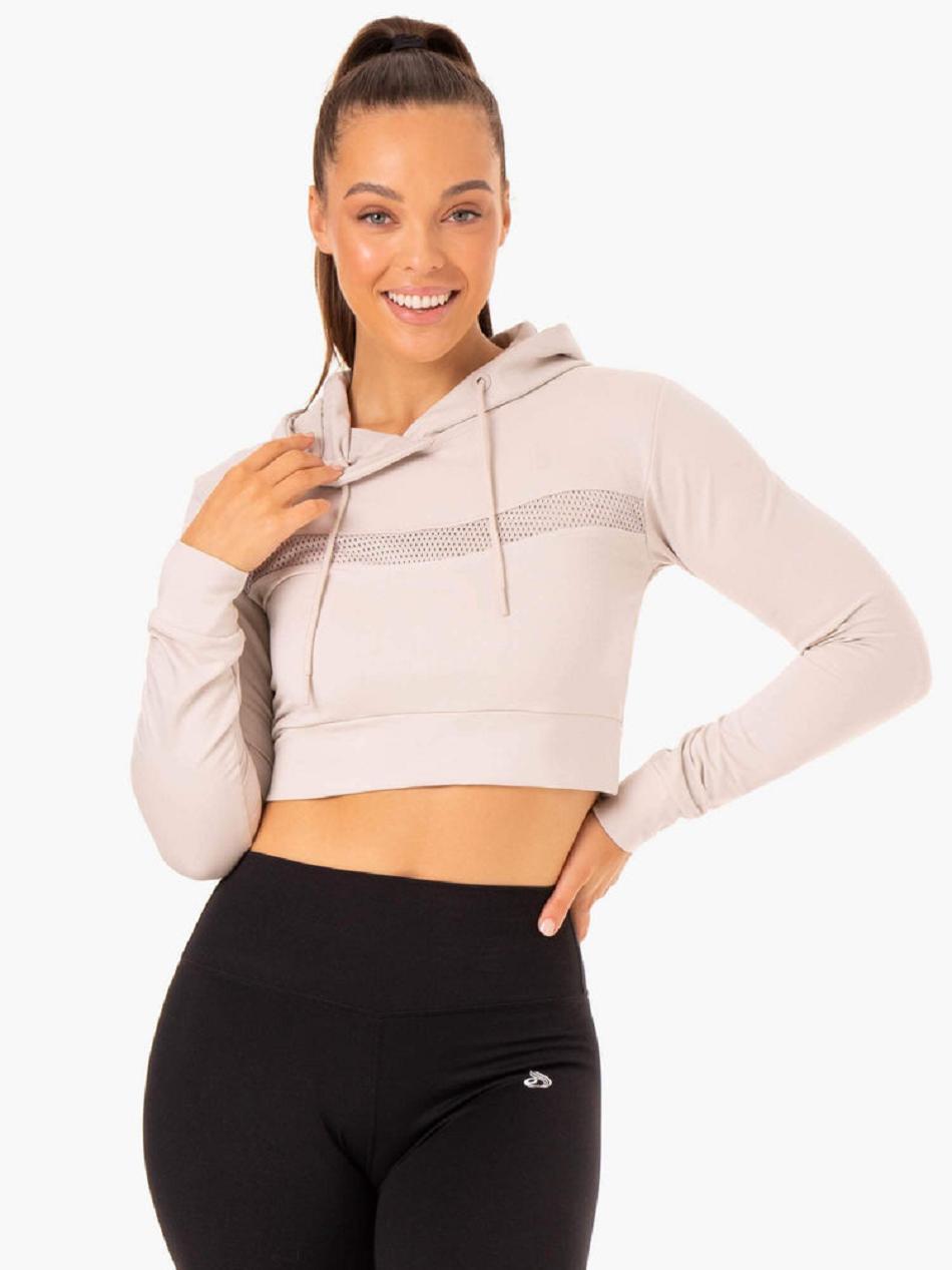 White Women's Ryderwear Hybrid Fitted Hoodie | 65Y7575652