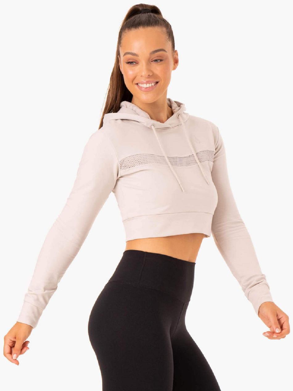 White Women\'s Ryderwear Hybrid Fitted Hoodie | 65Y7575652