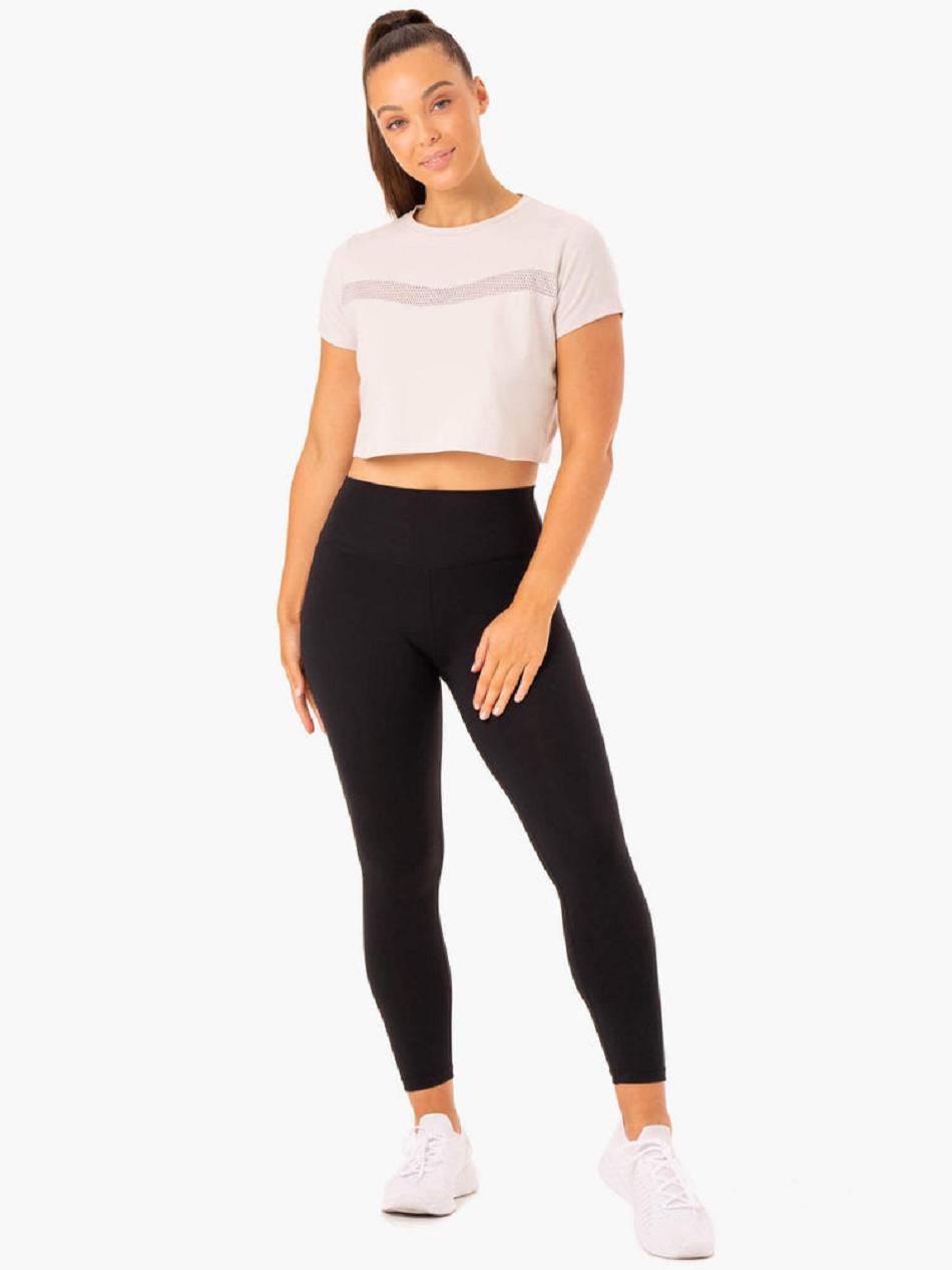 White Women's Ryderwear Hybrid Mesh T-shirt | 6D6772928