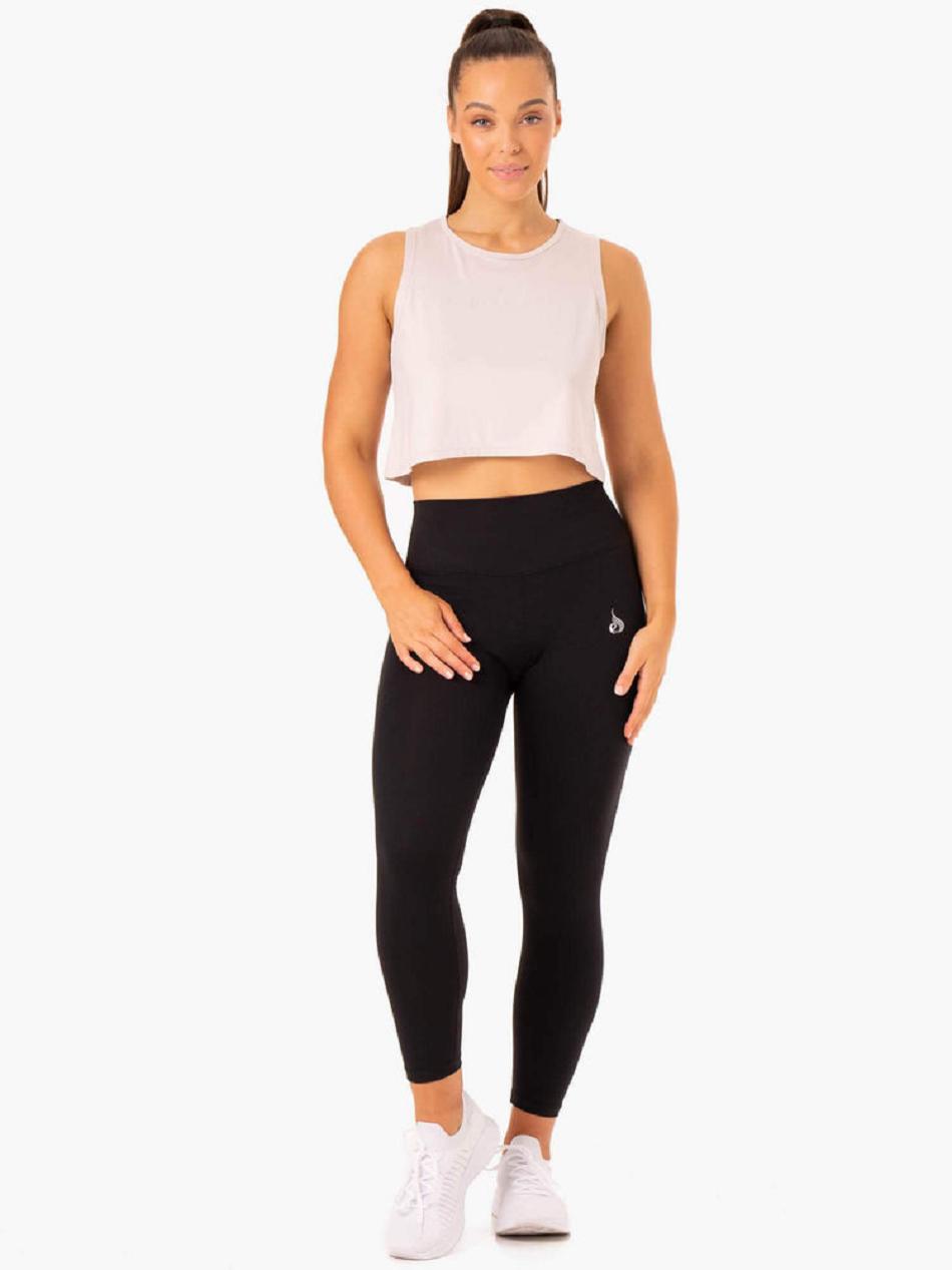 White Women's Ryderwear Hybrid Muscle Tanks | 68RW70455