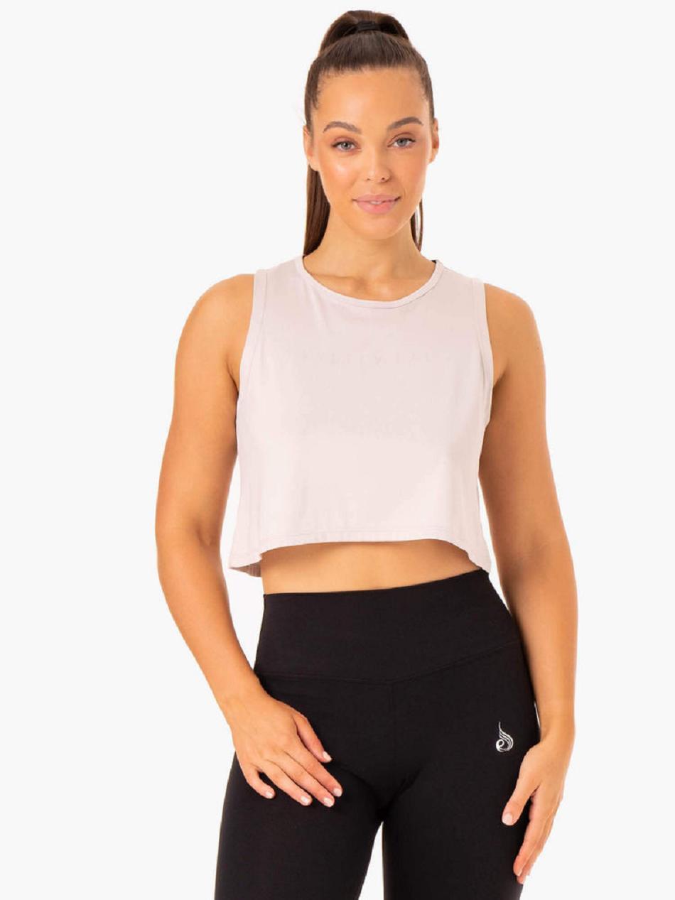 White Women\'s Ryderwear Hybrid Muscle Tanks | 68RW70455