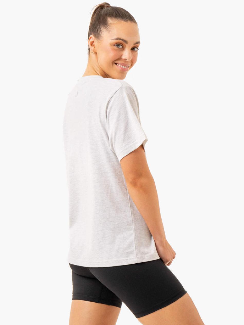 White Women's Ryderwear Icon Oversized T-shirt | 144DF23411