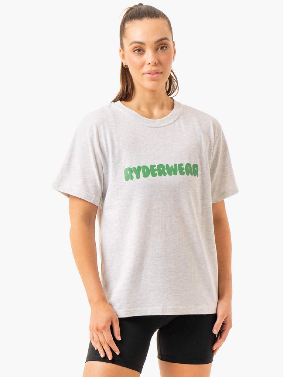 White Women\'s Ryderwear Icon Oversized T-shirt | 144DF23411