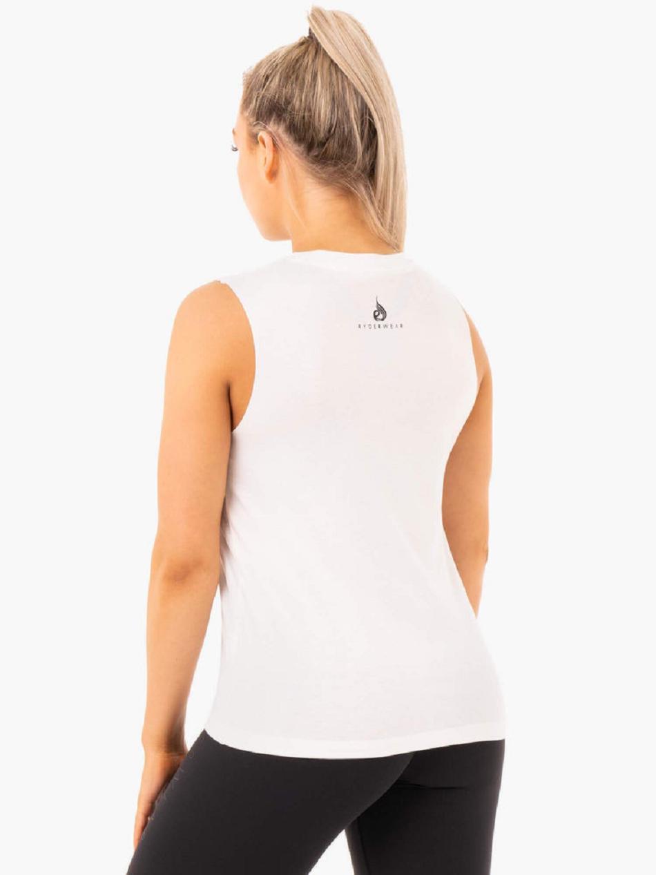 White Women's Ryderwear Ladies Baller Tanks | 67U6774054