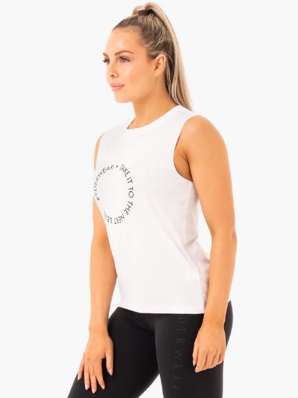 White Women's Ryderwear Ladies Baller Tanks | 67U6774054