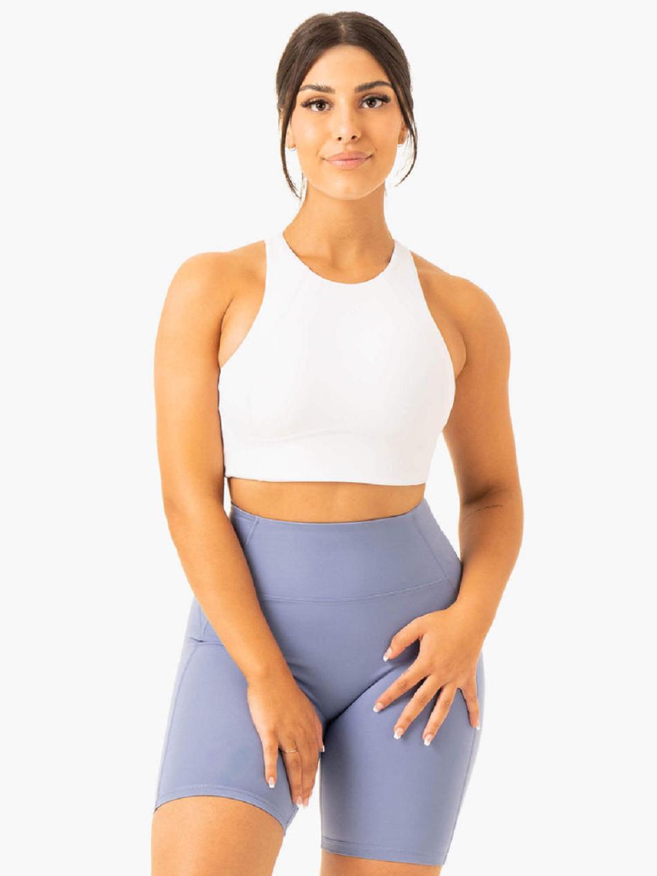 White Women's Ryderwear NKD Frame Long Line Sports Bras | 115IV76290