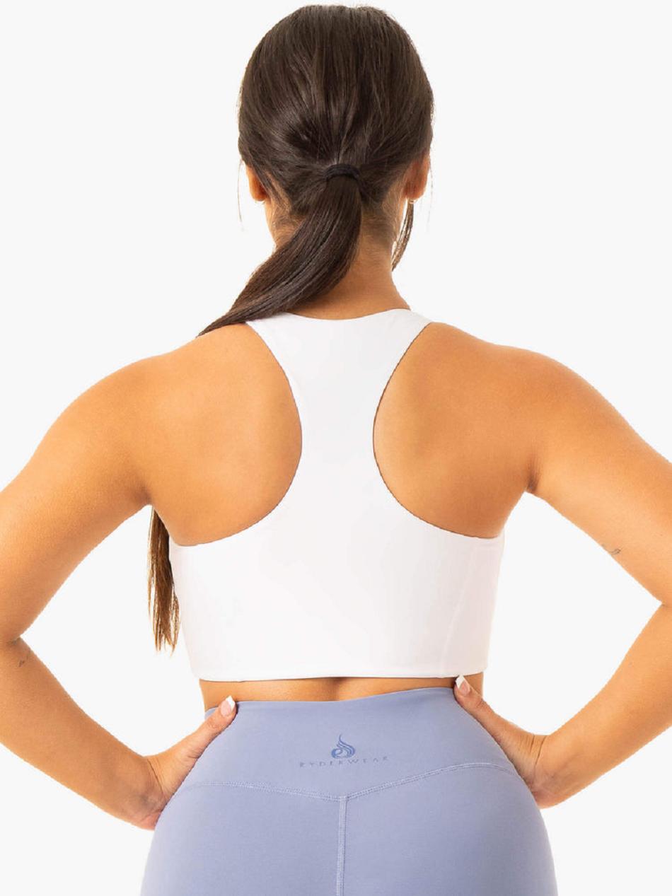 White Women's Ryderwear NKD Frame Long Line Sports Bras | 115IV76290