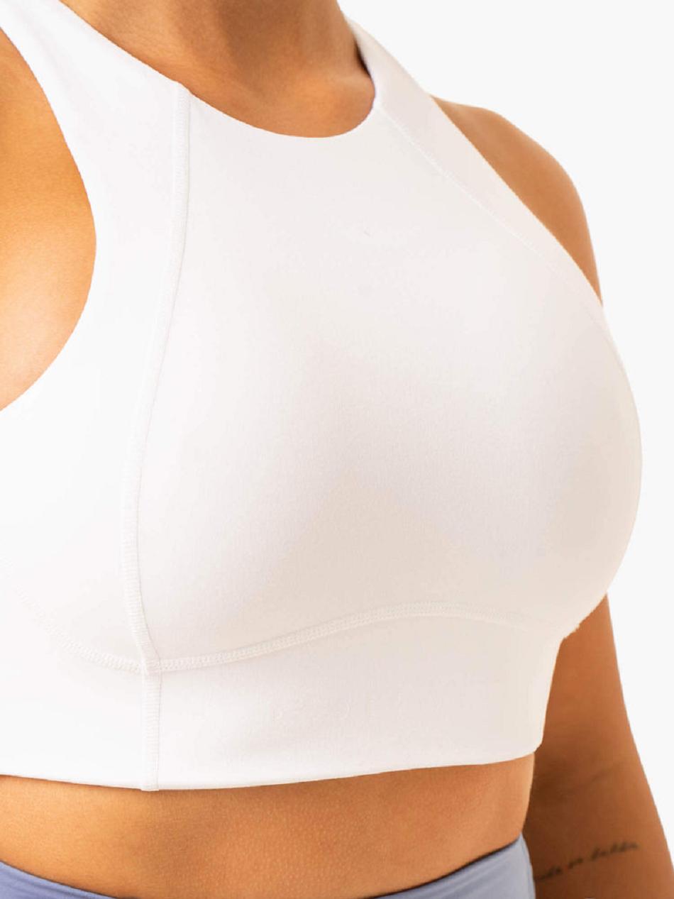 White Women's Ryderwear NKD Frame Long Line Sports Bras | 115IV76290