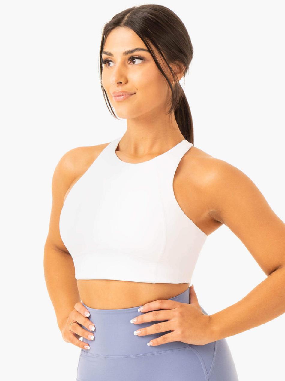 White Women's Ryderwear NKD Frame Long Line Sports Bras | 115IV76290