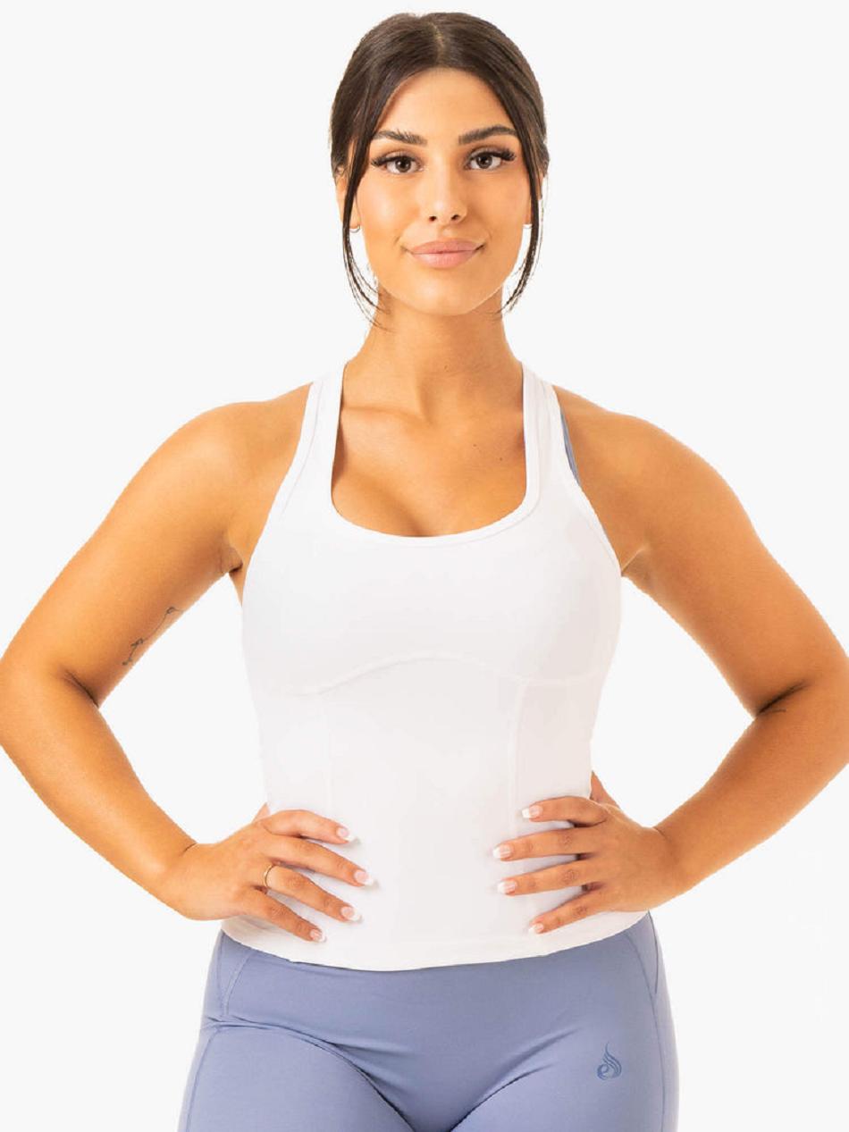 White Women's Ryderwear NKD Frame Tank Top | 138DF81943