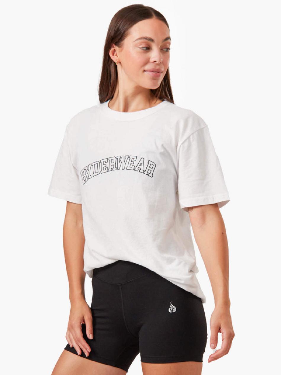 White Women's Ryderwear Oversized T-shirt | 6Y7221421