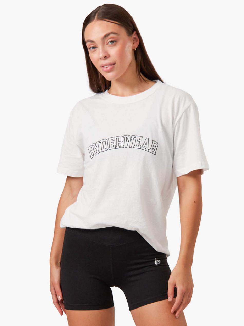 White Women\'s Ryderwear Oversized T-shirt | 6Y7221421