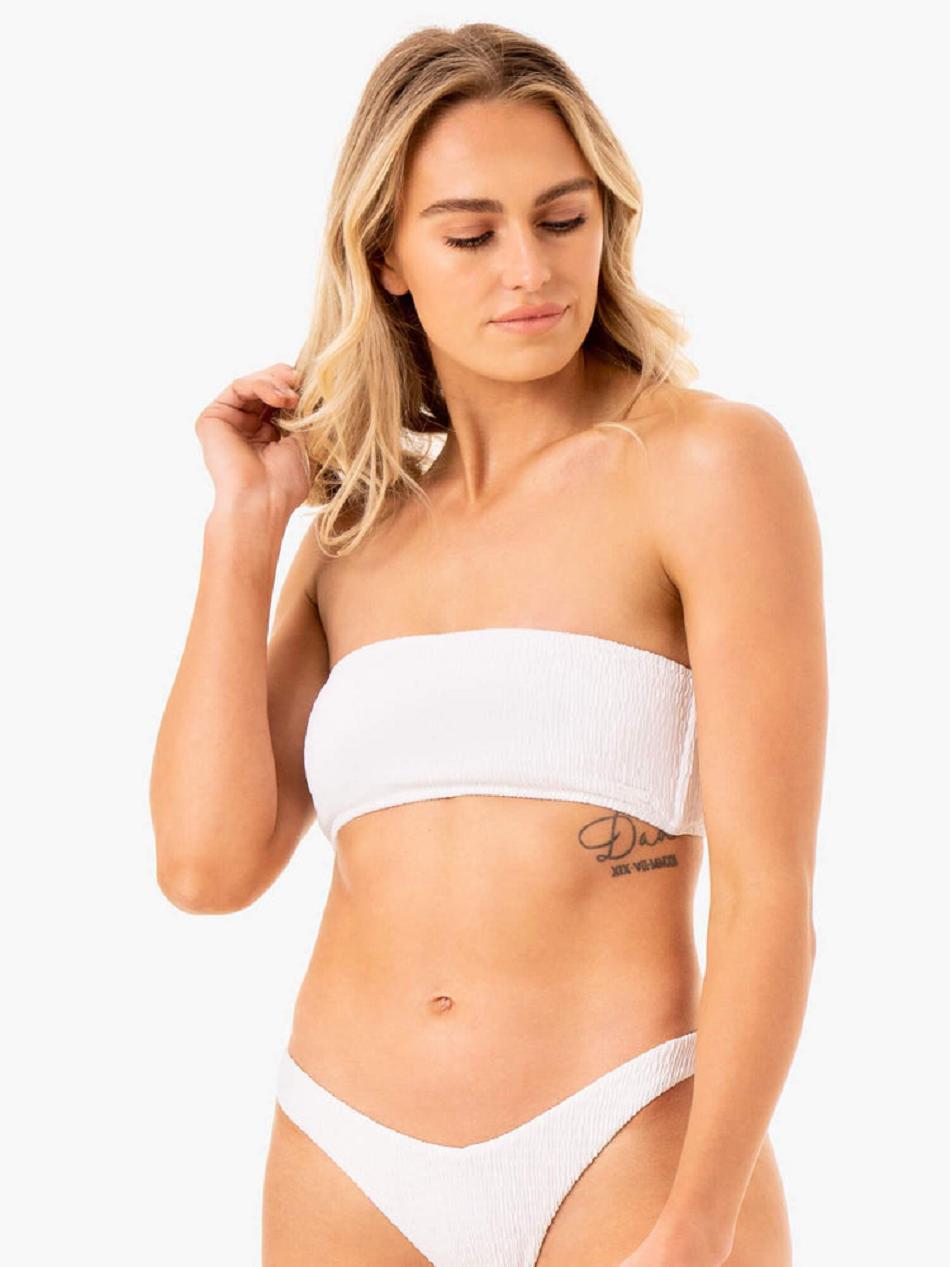 White Women\'s Ryderwear Paradise Bandeau Bikini Top Swimwear | 76FV55222