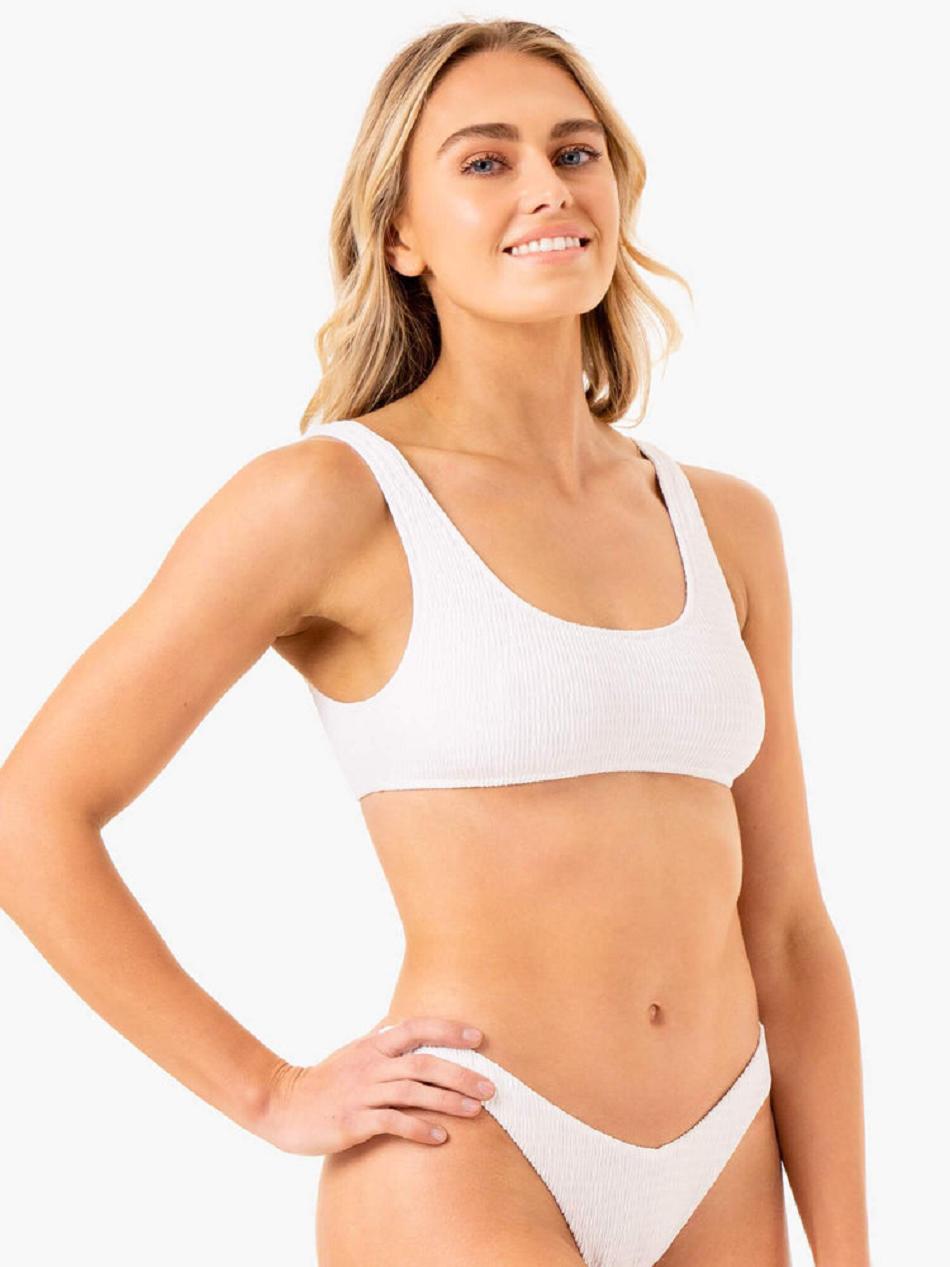 White Women's Ryderwear Paradise Scoop Bikini Top Swimwear | SF7597824