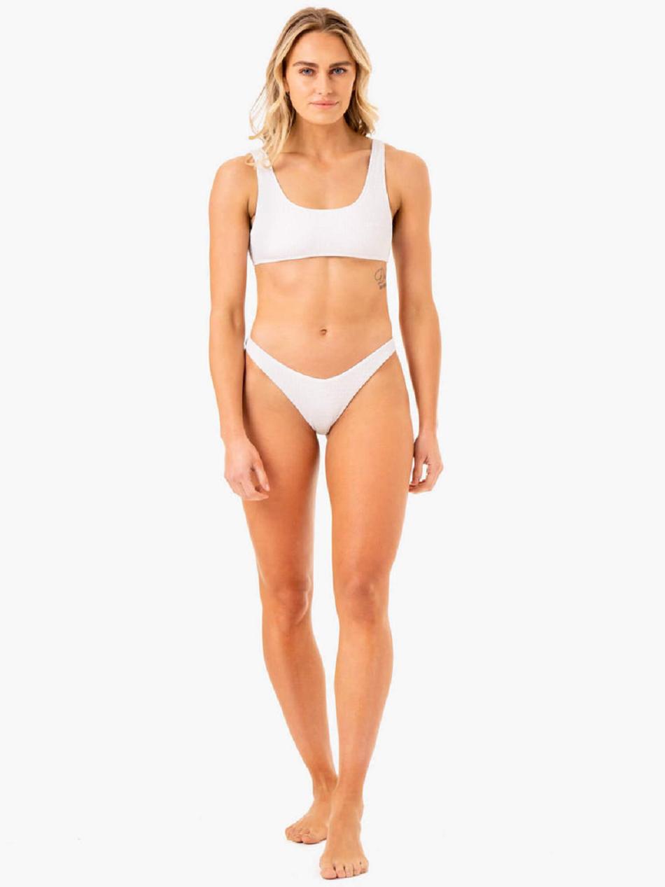 White Women's Ryderwear Paradise Scoop Bikini Top Swimwear | SF7597824