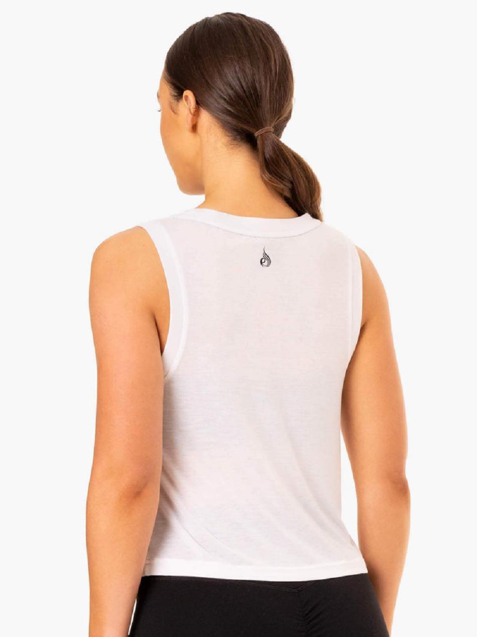 White Women's Ryderwear Replay Tank Top | 63JS39552