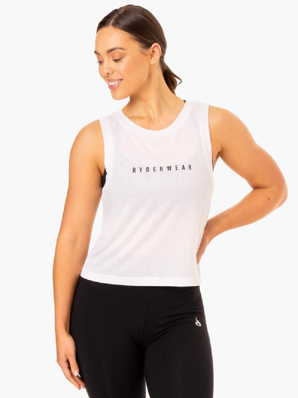 White Women\'s Ryderwear Replay Tank Top | 63JS39552