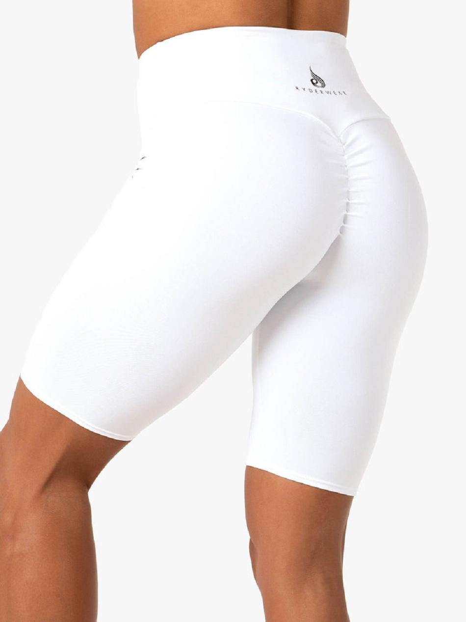 White Women's Ryderwear Staples Bike Shorts | 53HF58547