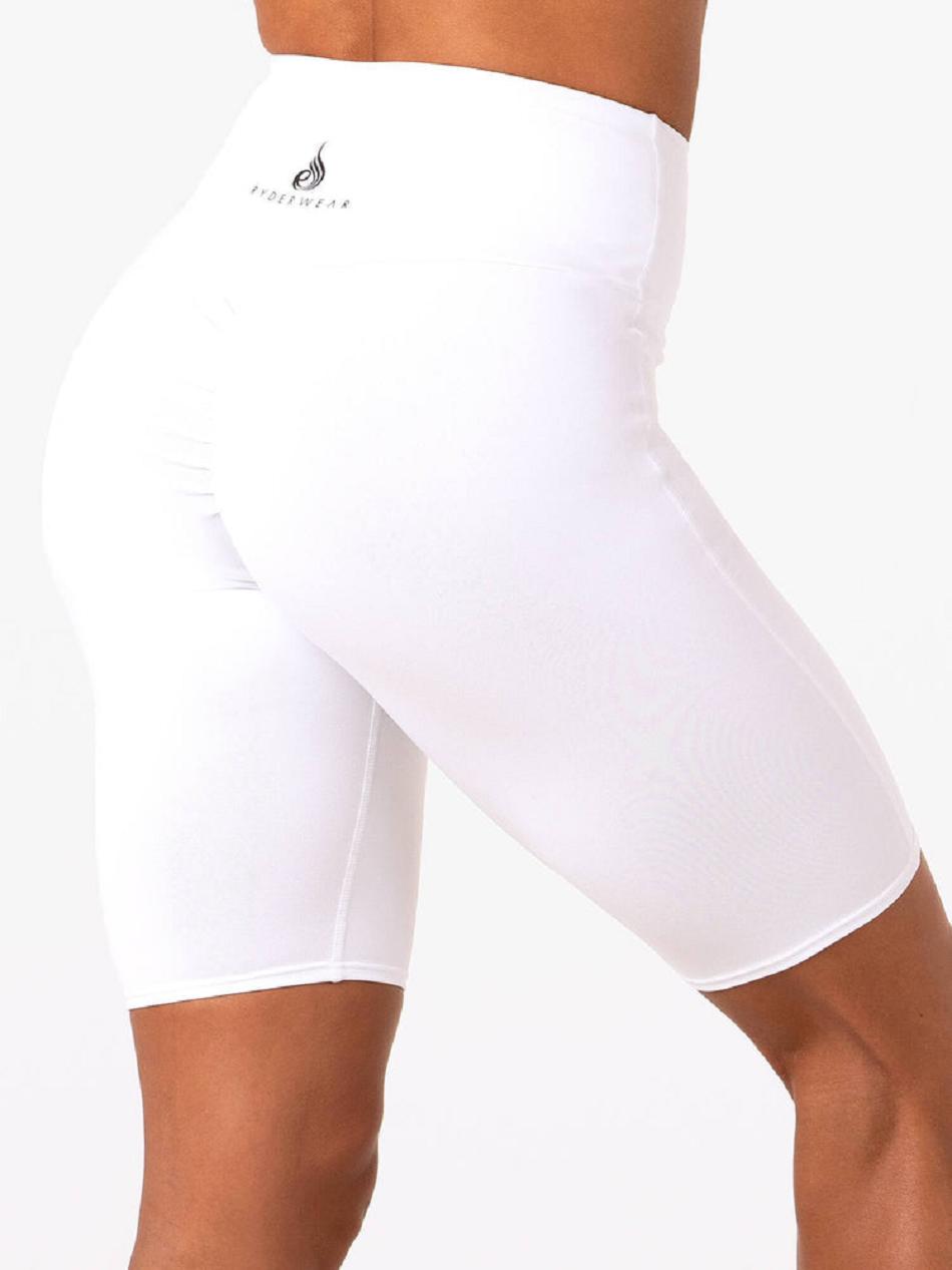 White Women's Ryderwear Staples Bike Shorts | 53HF58547