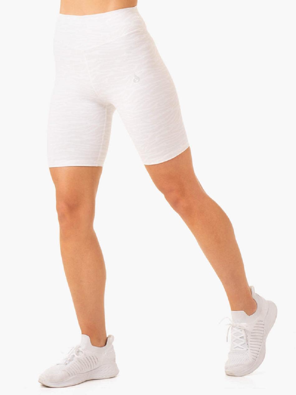 White Women's Ryderwear Transform Mid Length Shorts | 112J67961