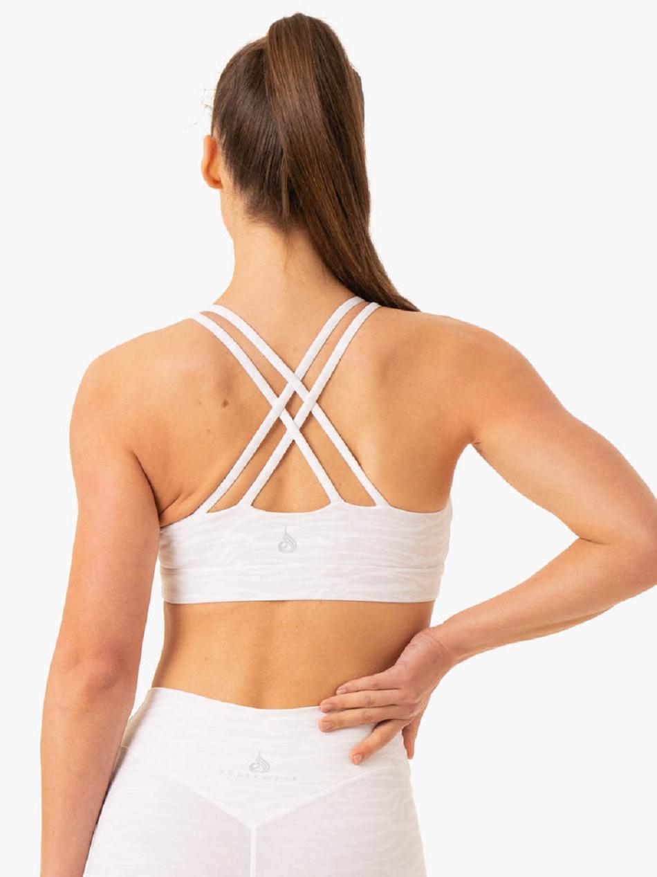 White Women's Ryderwear Transform Twist Sports Bras | 52RC78242