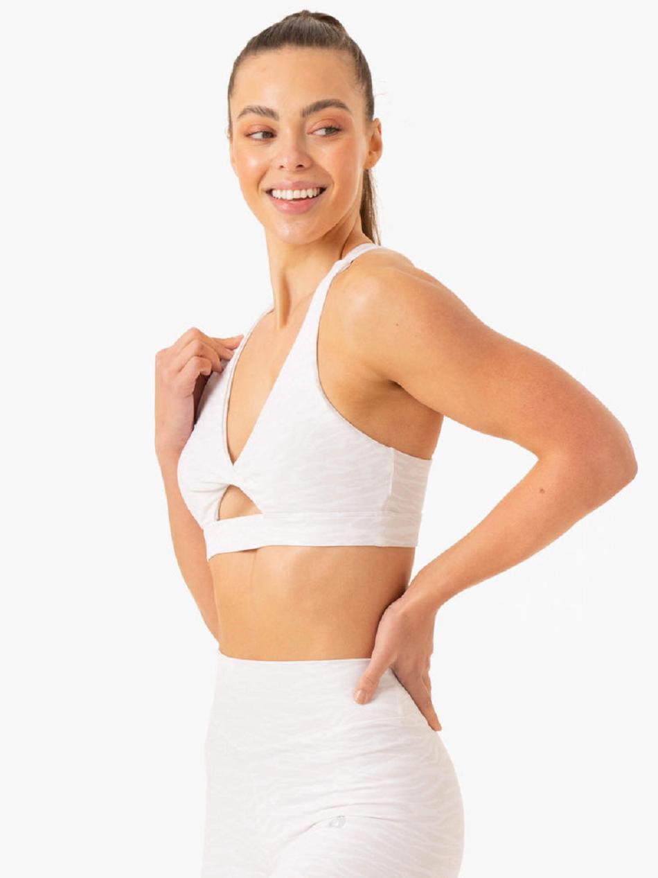 White Women's Ryderwear Transform Twist Sports Bras | 52RC78242