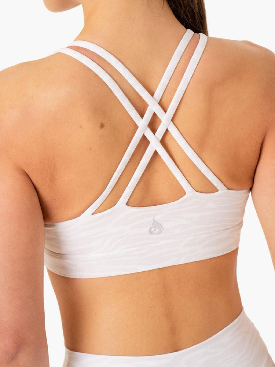 White Women's Ryderwear Transform Twist Sports Bras | 52RC78242