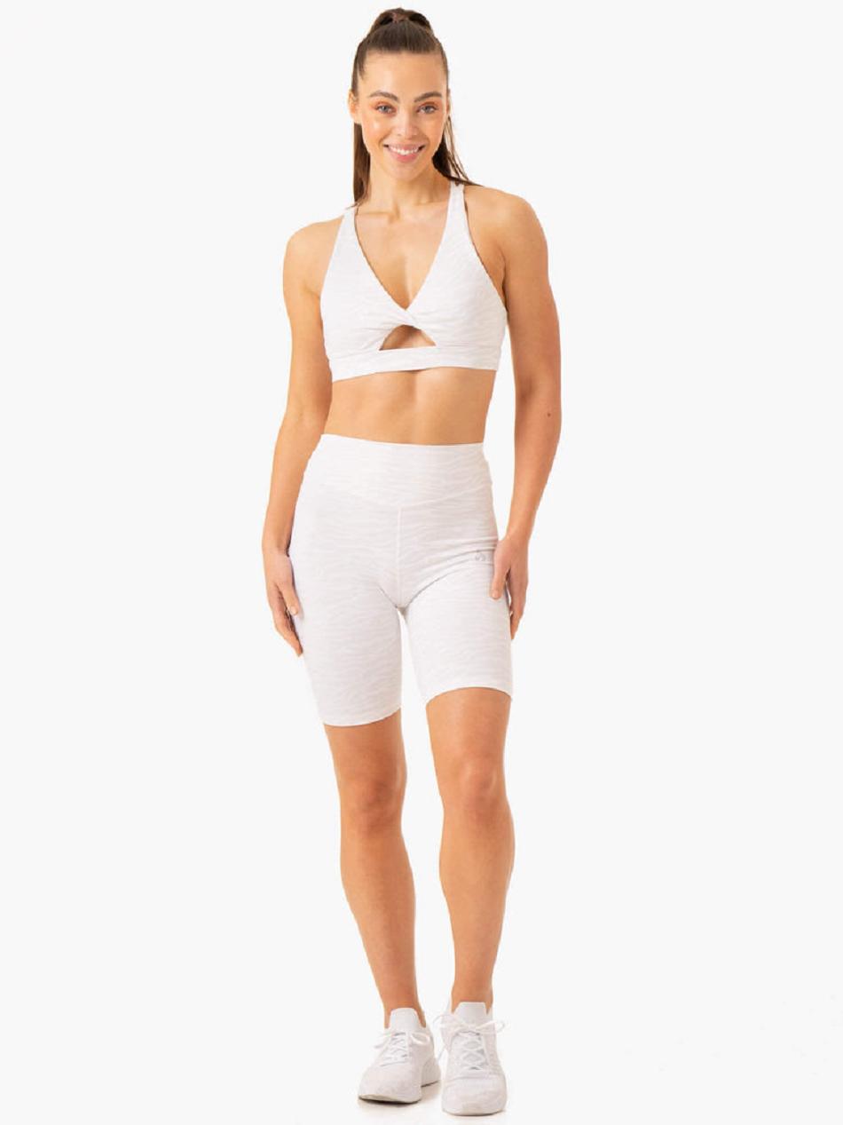 White Women's Ryderwear Transform Twist Sports Bras | 52RC78242