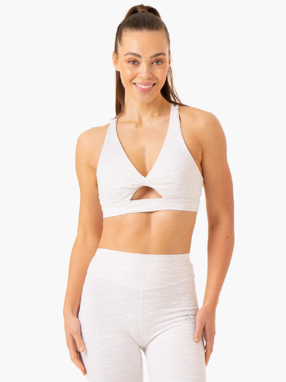 White Women\'s Ryderwear Transform Twist Sports Bras | 52RC78242