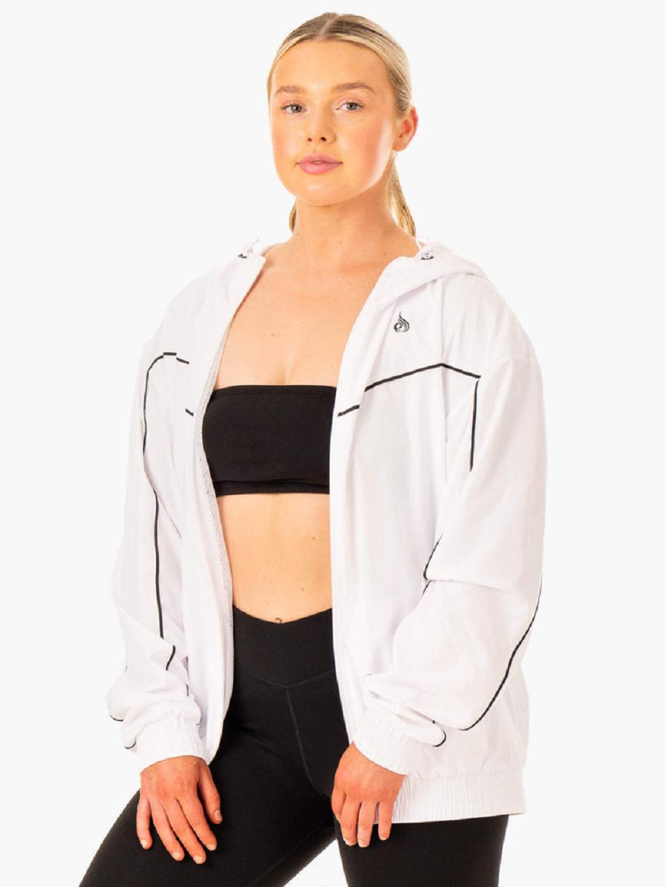 White Women's Ryderwear Ultimate Windbreaker Top | 65SB80131