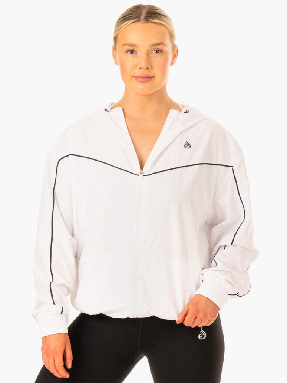 White Women\'s Ryderwear Ultimate Windbreaker Hoodie | DS7194453