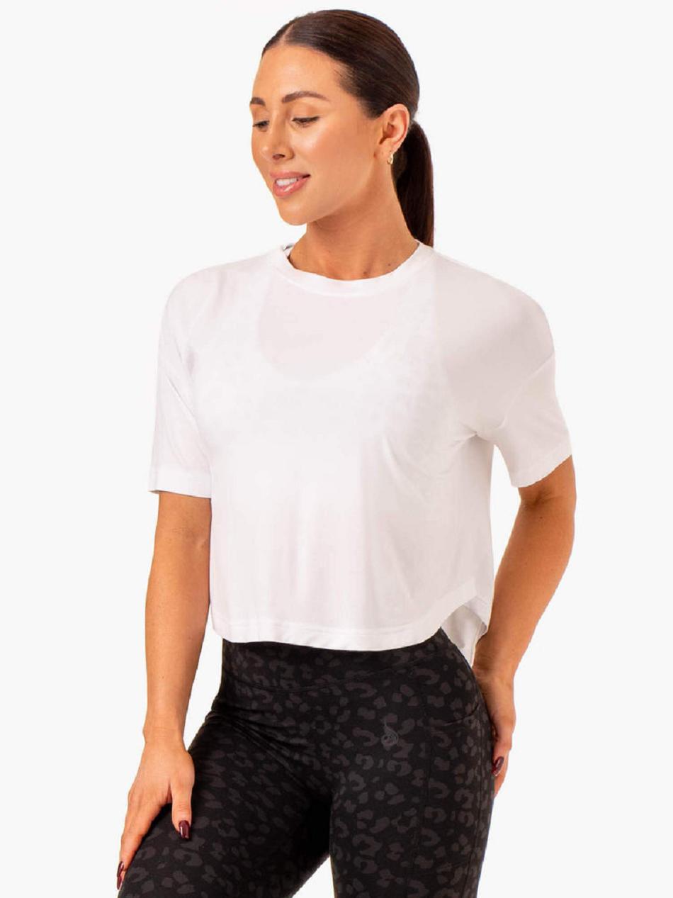 White Women\'s Ryderwear Ultra Scoop T-Shirt Top | 63YH51543