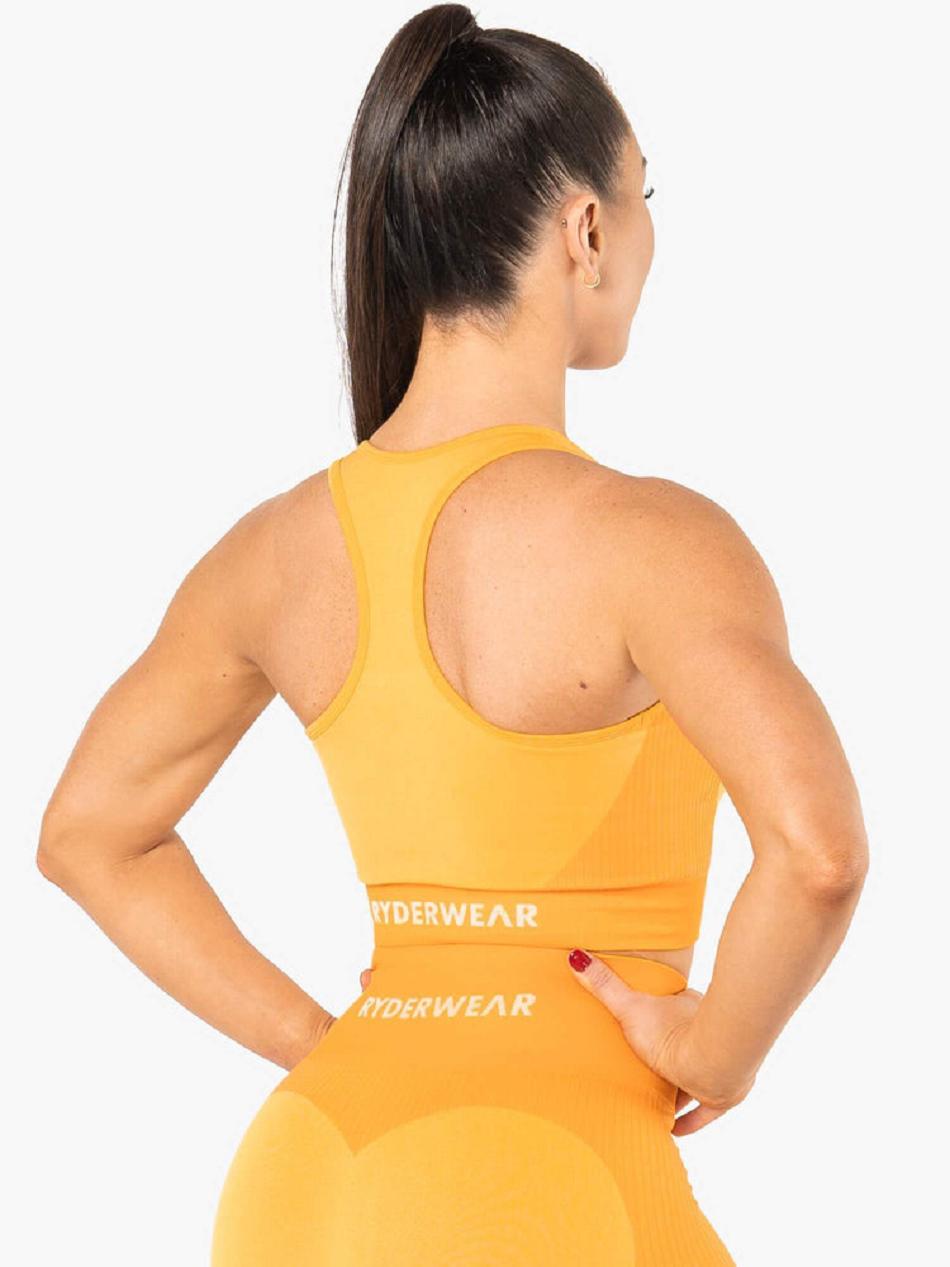 Yellow Women's Ryderwear Electra Seamless Crop Top Top | REH16467