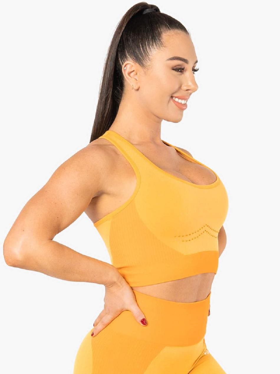 Yellow Women's Ryderwear Electra Seamless Crop Top Top | REH16467