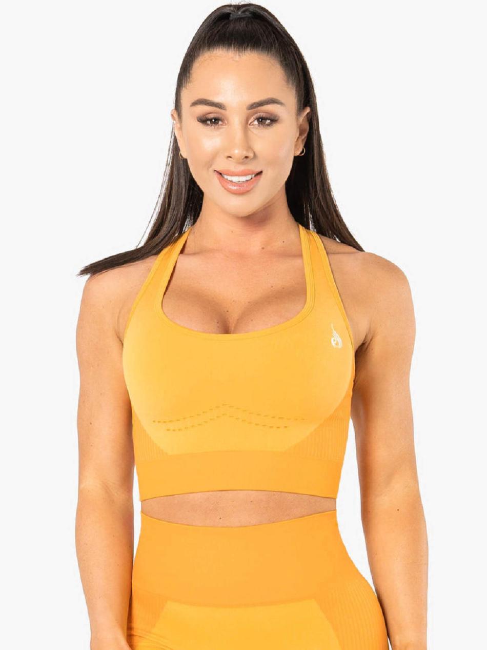 Yellow Women\'s Ryderwear Electra Seamless Crop Top Top | REH16467