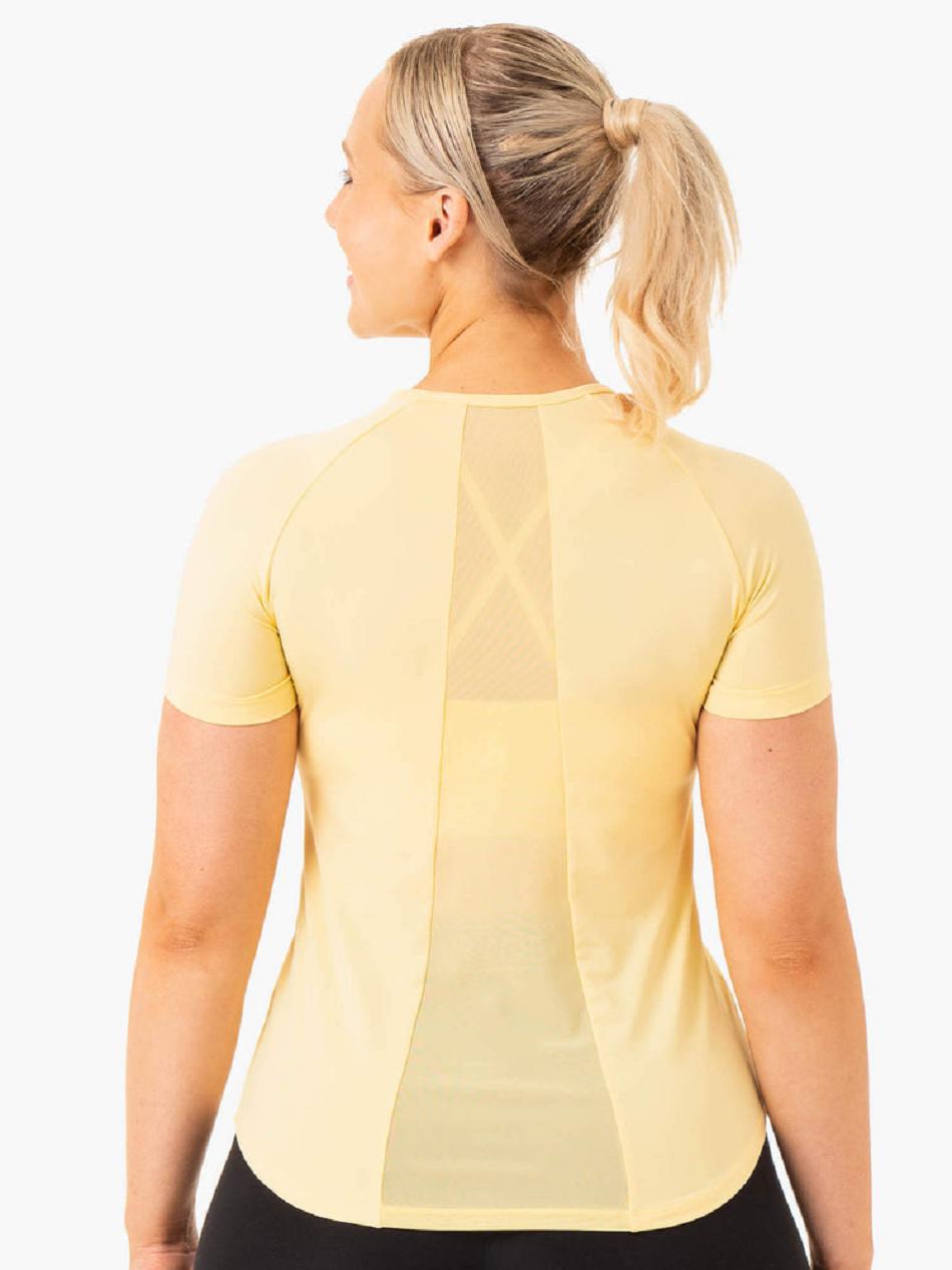 Yellow Women's Ryderwear Level Up Training T-Shirt Top | 68YF56202