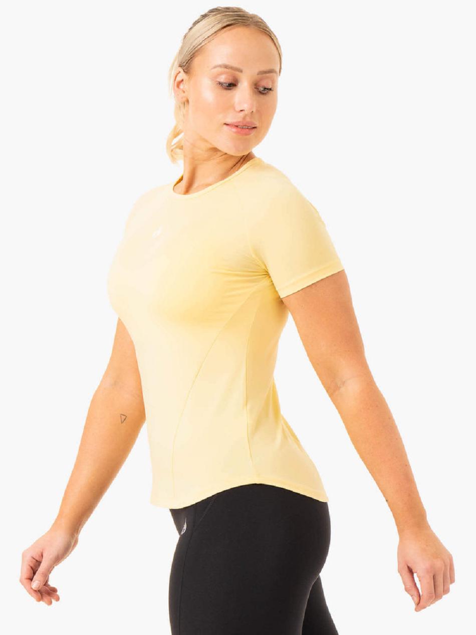 Yellow Women's Ryderwear Level Up Training T-Shirt Top | 68YF56202