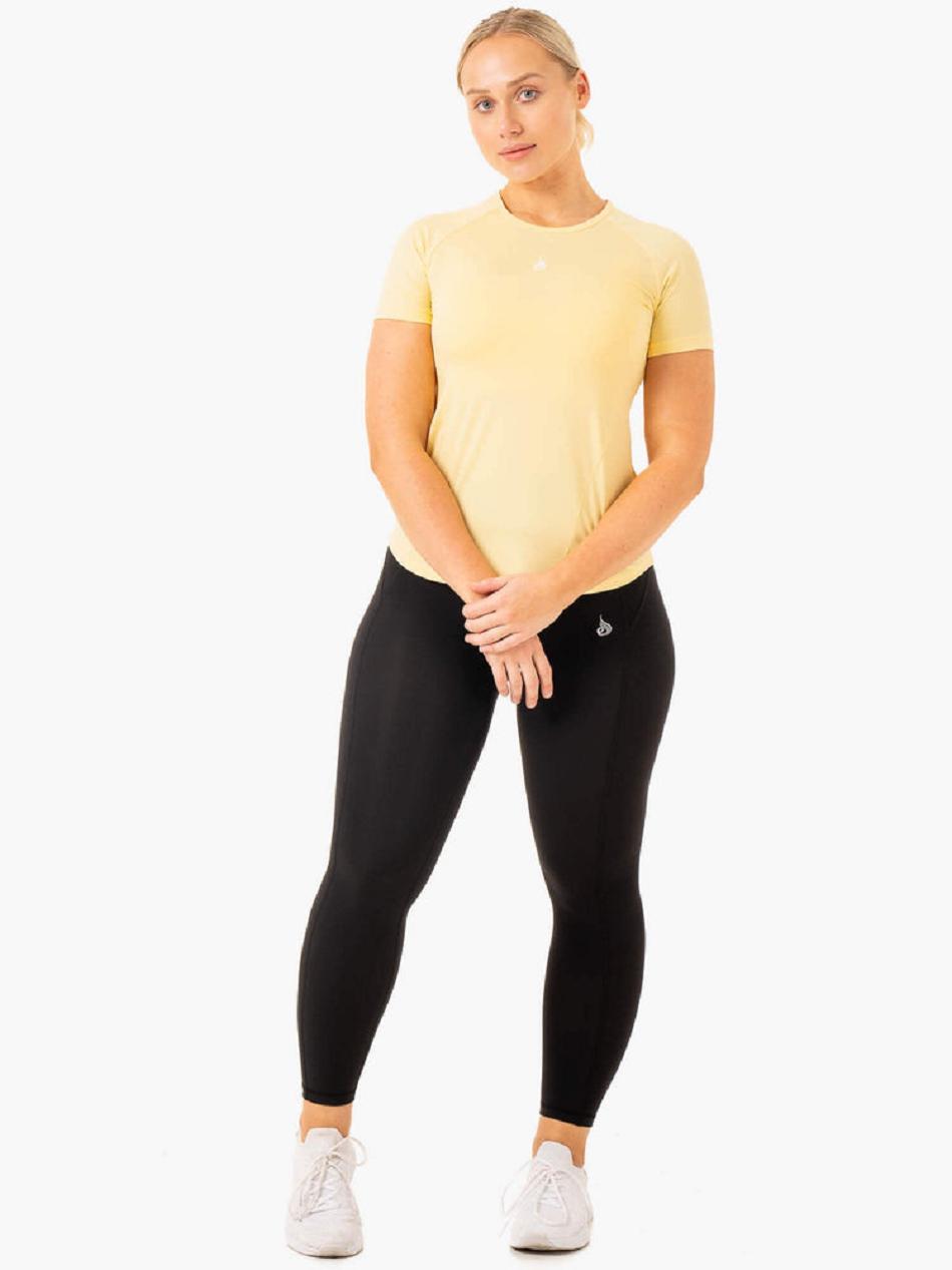 Yellow Women's Ryderwear Level Up Training T-Shirt Top | 68YF56202