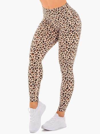 Beige / Leopard Women's Ryderwear Adapt High Waisted Scrunch Leggings | 65Y4146058