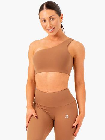 Beige Women's Ryderwear Adapt One Shoulder Sports Bras | 6D5142014