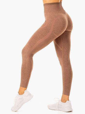 Beige Women's Ryderwear Excel High Waisted Leggings Seamless | TNTY36833