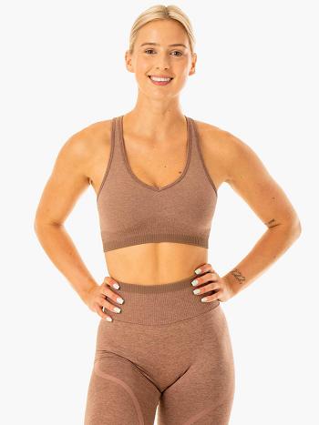 Beige Women's Ryderwear Excel Seamless Sports Bras | ES5552218