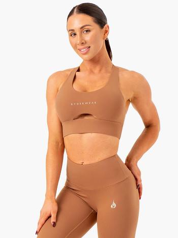 Beige Women's Ryderwear Focus Contour Sports Bras | 54NG66163