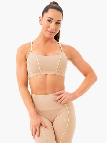 Beige Women's Ryderwear Glow Sports Bras | 56JS36438