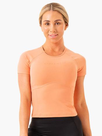 Beige Women's Ryderwear NKD Frame Fitted T-Shirt Top | 6D6299180