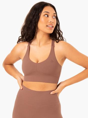 Beige Women's Ryderwear NKD Refine Sports Bras | 59GA72451